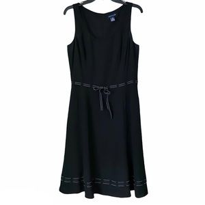 Ann Taylor LBD 100% Silk Black A-Line Ribbon Dress